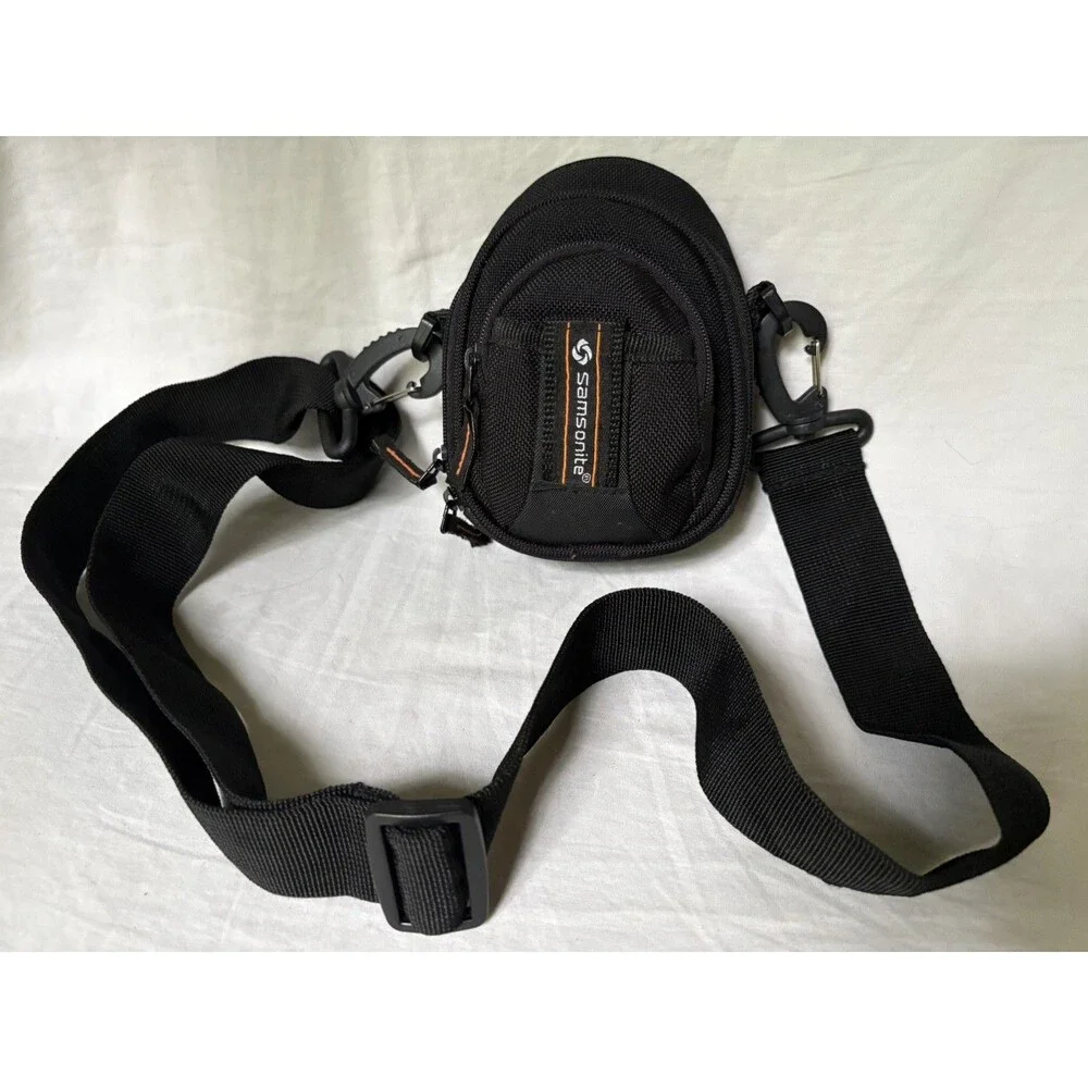 Samsonite Small Camera Bag Black 2 Pockets Case Belt Loop and Shoulder Strap